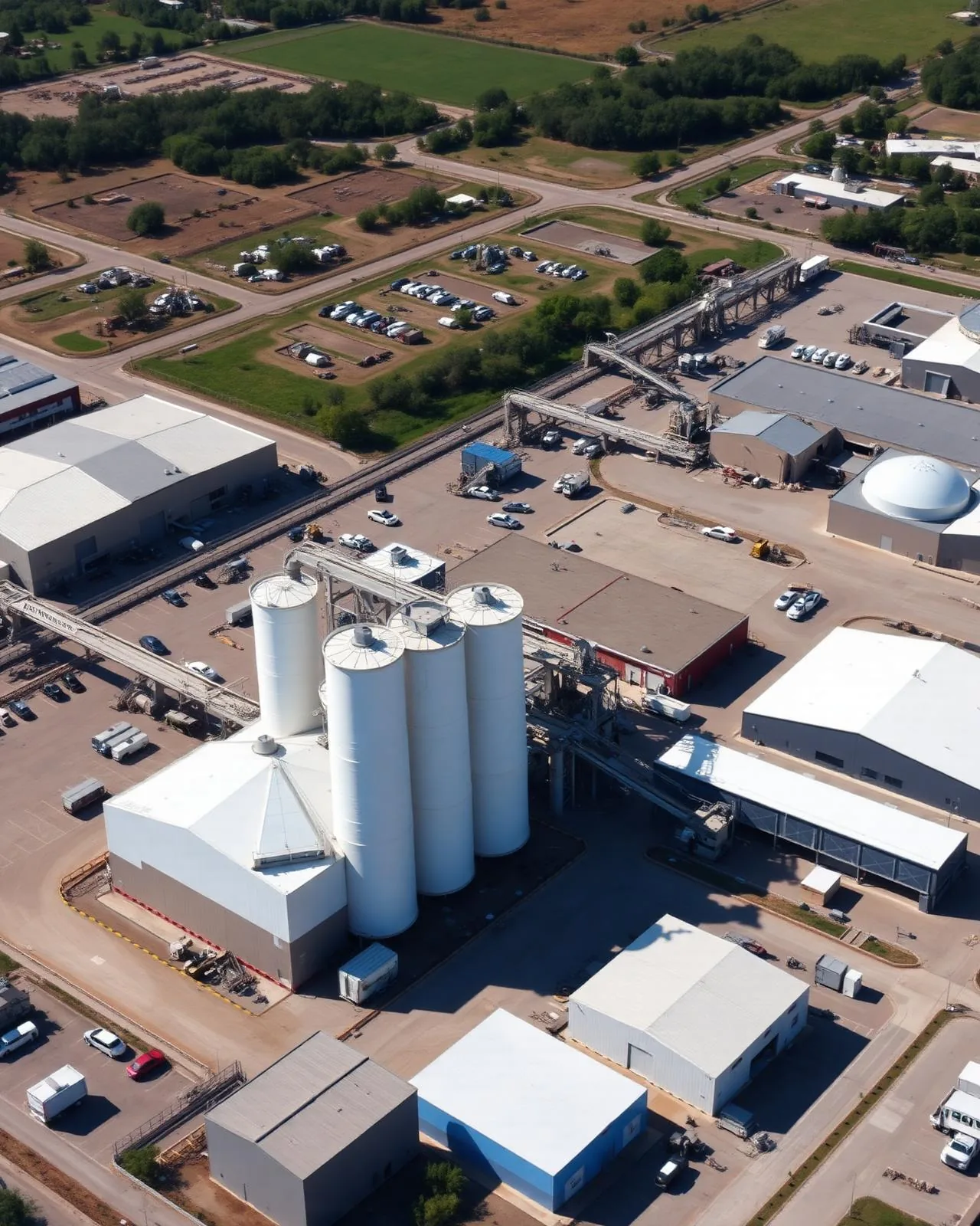 Aerial view of gypsum plant
